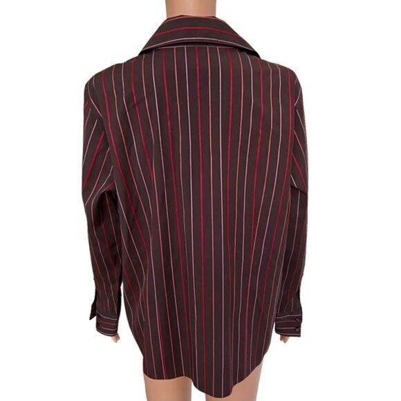 Talbots Womens Shirt Size 14 Wrinkle Resistant Button Down Striped Brown. - Picture 3 of 7